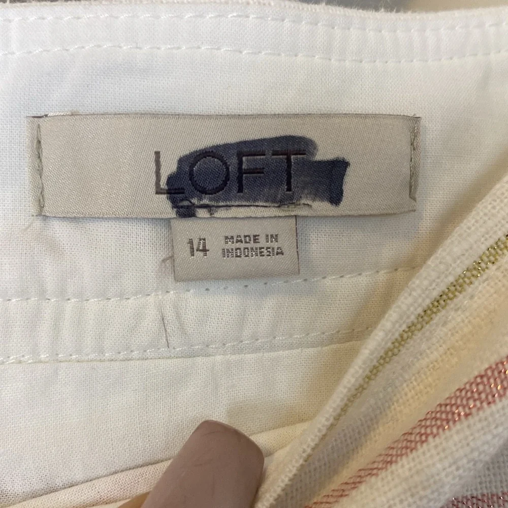 Loft SZ 14 Striped Cream Skirt NWOT - Picture 4 of 5